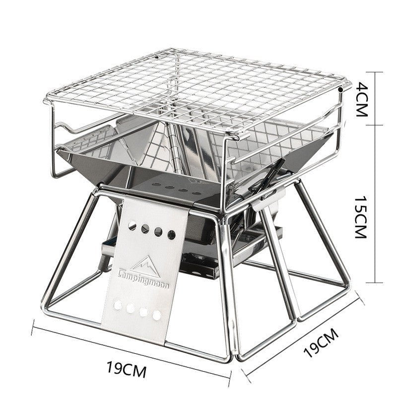 Portable Stainless Steel BBQ Grill Non - Stick Surface Foldable Outdoor Camping Picnic Tool - Weriion