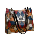 PU Leather Handbag With Geometric Pattern - Weriion