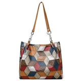 PU Leather Handbag With Geometric Pattern - Weriion