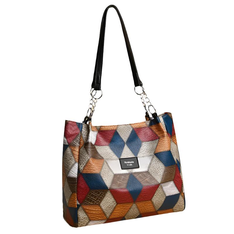 PU Leather Handbag With Geometric Pattern - Weriion