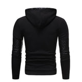 PU Leather Patchwork Casual Hoodies For Men - Weriion