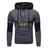 PU Leather Patchwork Casual Hoodies For Men - Weriion