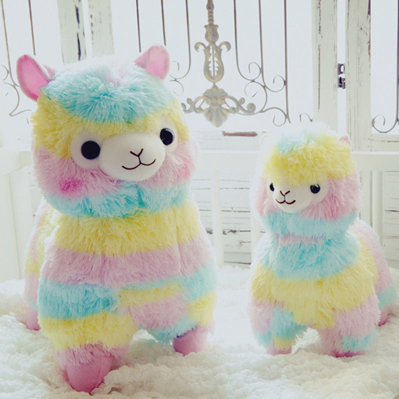 Rainbow Stuffed Animals Alpaca Doll Plush Toys - Weriion