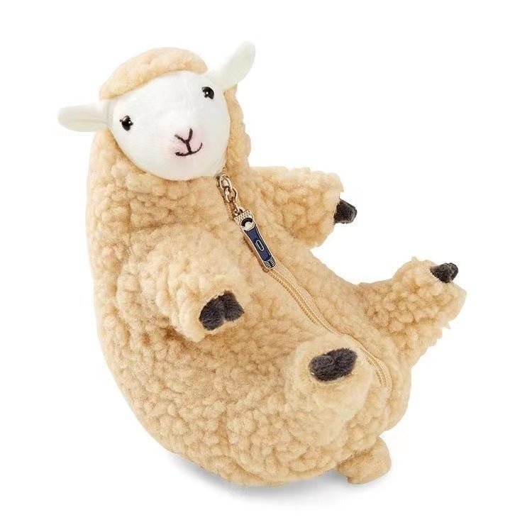 Removable Fur Lamb Plush Toy Doll Stuffed Animal - Weriion