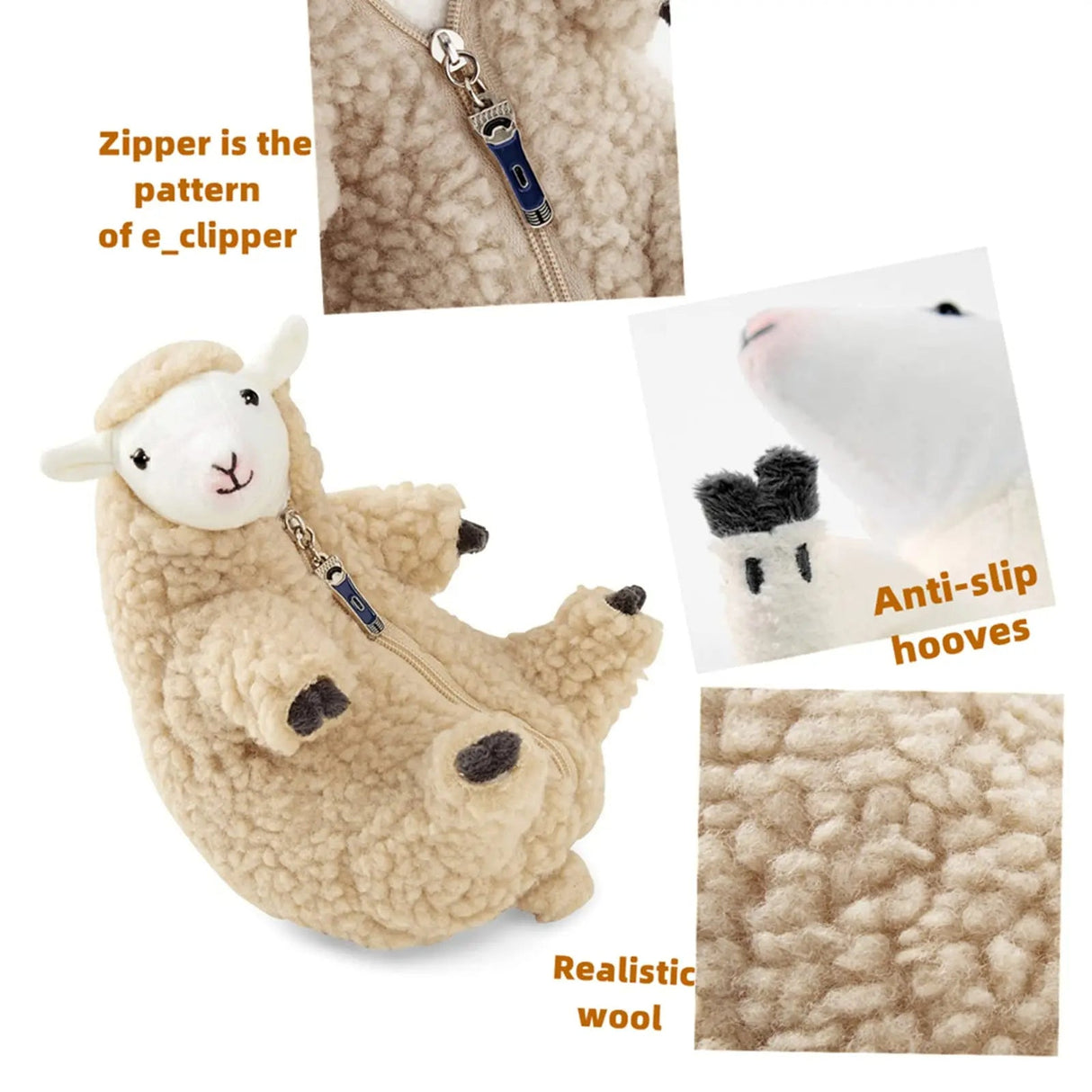 Removable Fur Lamb Plush Toy Doll Stuffed Animal - Weriion