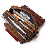 Retro Cowhide Leather Shoulder Messenger Briefcase Bag For Men - Weriion