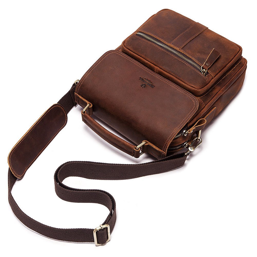 Retro Cowhide Leather Shoulder Messenger Briefcase Bag For Men - Weriion