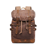 Retro Leather & Canvas Backpack For Men - Weriion