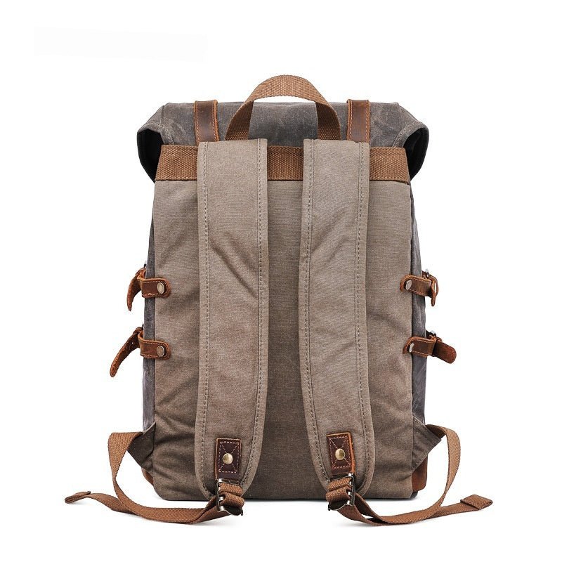 Retro Leather & Canvas Backpack For Men - Weriion