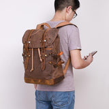 Retro Leather & Canvas Backpack For Men - Weriion