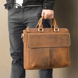 Retro Leather Crossbody Messenger Briefcase Shoulder Bag For Men - Weriion