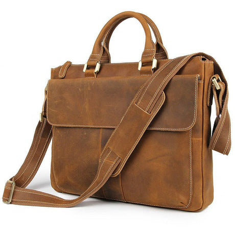 Retro Leather Crossbody Messenger Briefcase Shoulder Bag For Men - Weriion