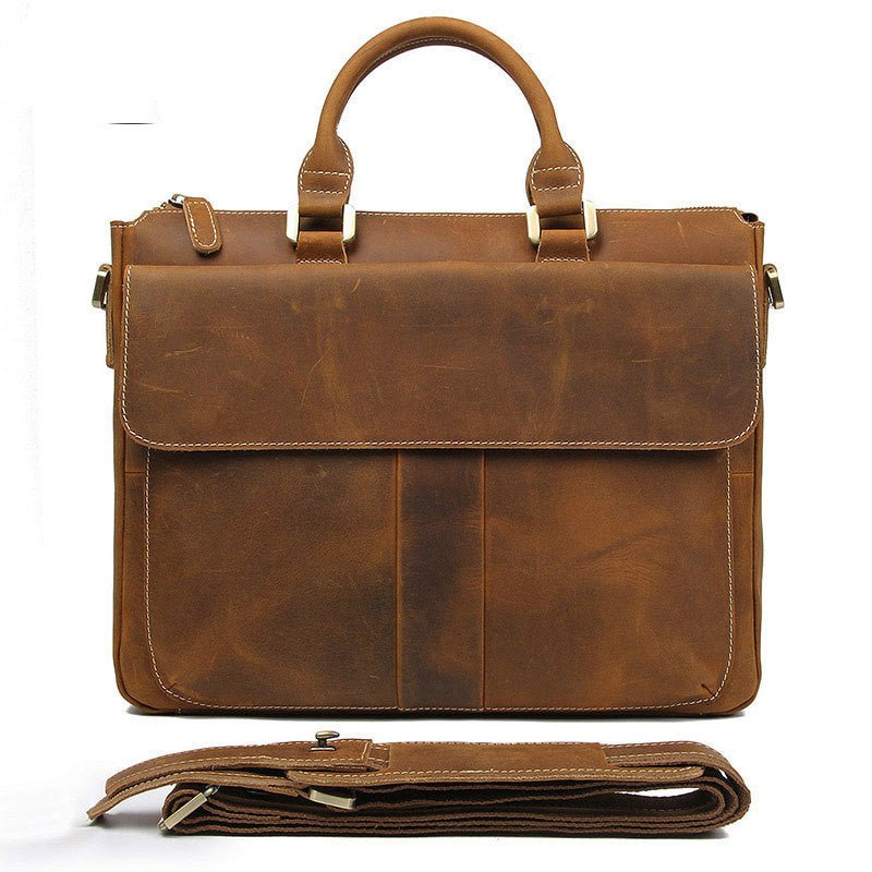 Retro Leather Crossbody Messenger Briefcase Shoulder Bag For Men - Weriion