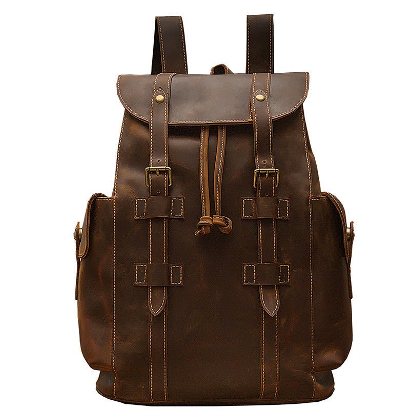 Retro Men's Leather Backpack Casual Bag - Weriion