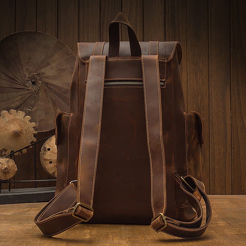 Retro Men's Leather Backpack Casual Bag - Weriion