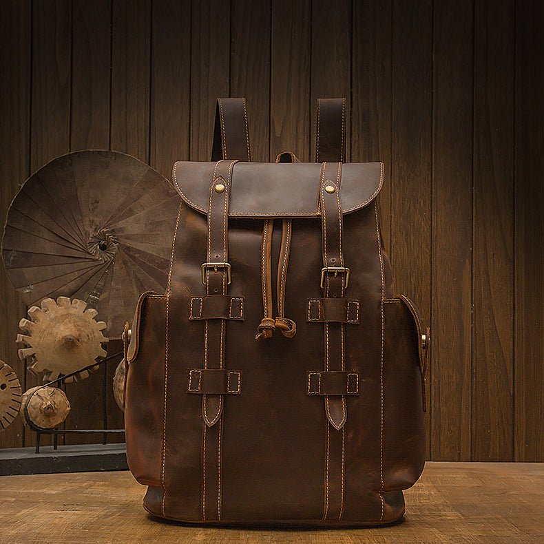 Retro Men's Leather Backpack Casual Bag - Weriion