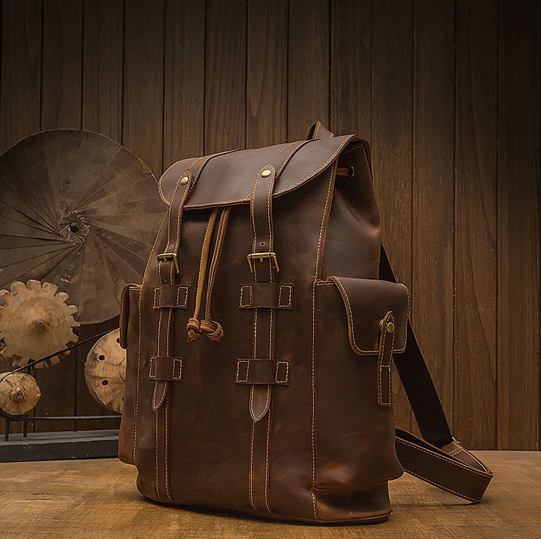 Retro Men's Leather Backpack Casual Bag - Weriion