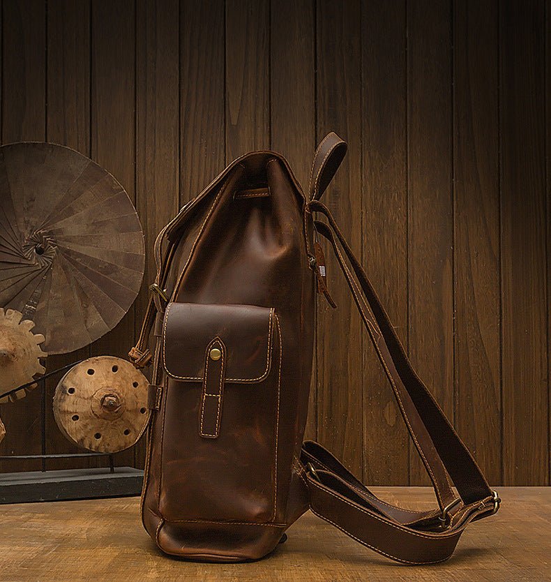 Retro Men's Leather Backpack Casual Bag - Weriion