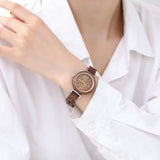 Round Analog Quartz Ladies Ebony Wood Watch For Women - Weriion