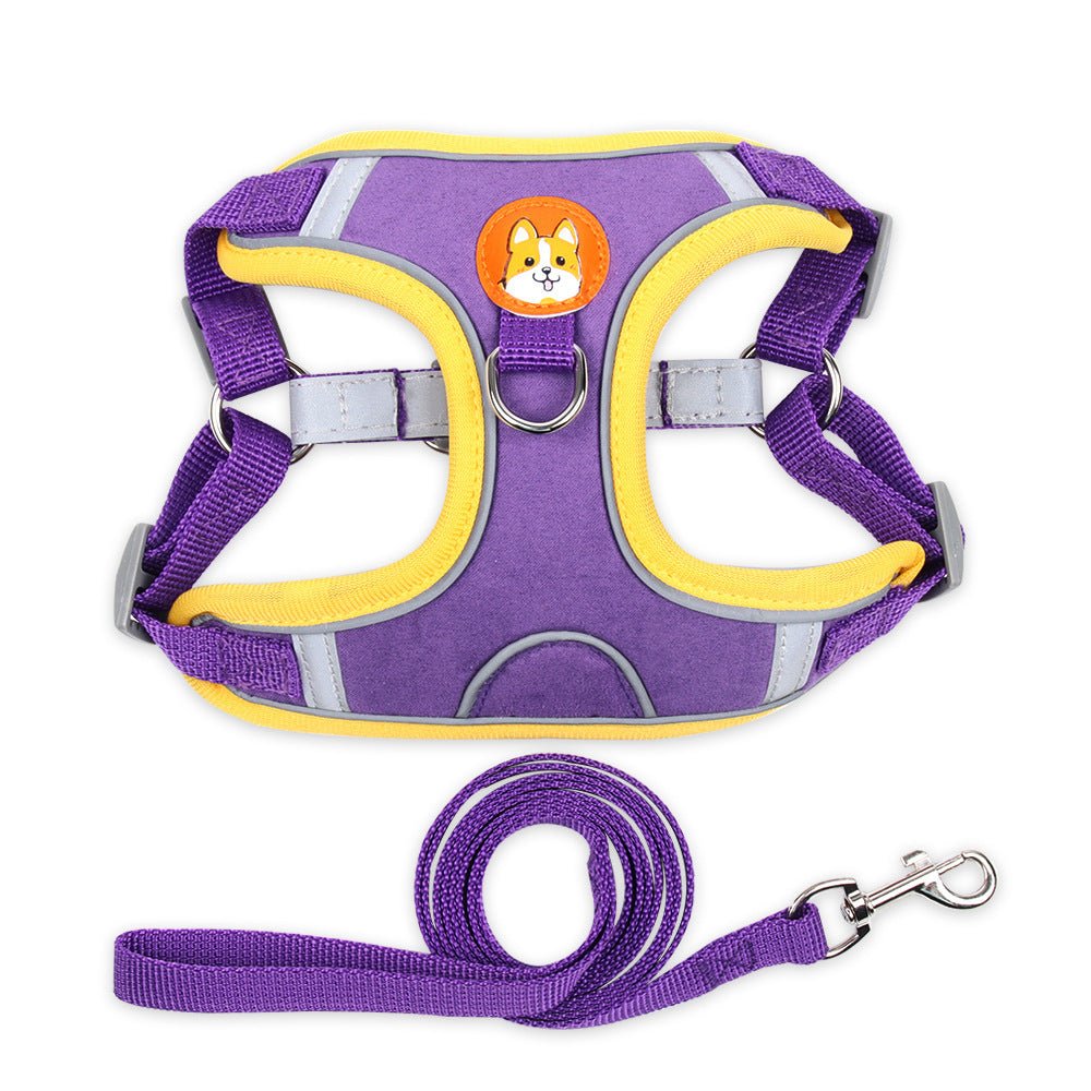 Safe Reflective Dog Pet Harness With Leash - Weriion