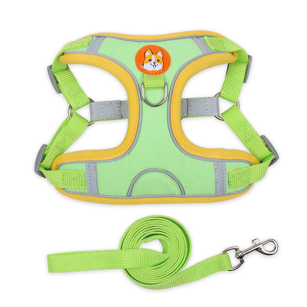 Safe Reflective Dog Pet Harness With Leash - Weriion