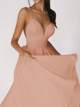 Sexy V - Neck Suspender Dress Summer Fashion A - Line Long Dress For Women - Weriion