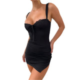 Sexy V - Neck Suspender Dress Women's Clothing - Weriion