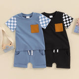 Short Sleeve Chest Pocket T-Shirt & Shorts Clothing Set For Boys - Weriion