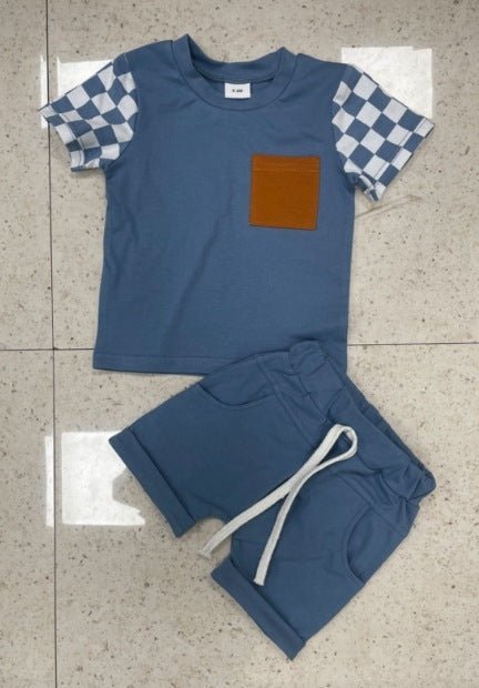 Short Sleeve Chest Pocket T-Shirt & Shorts Clothing Set For Boys - Weriion