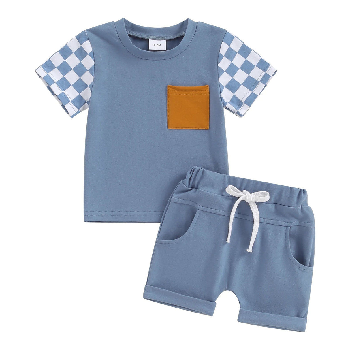 Short Sleeve Chest Pocket T-Shirt & Shorts Clothing Set For Boys - Weriion