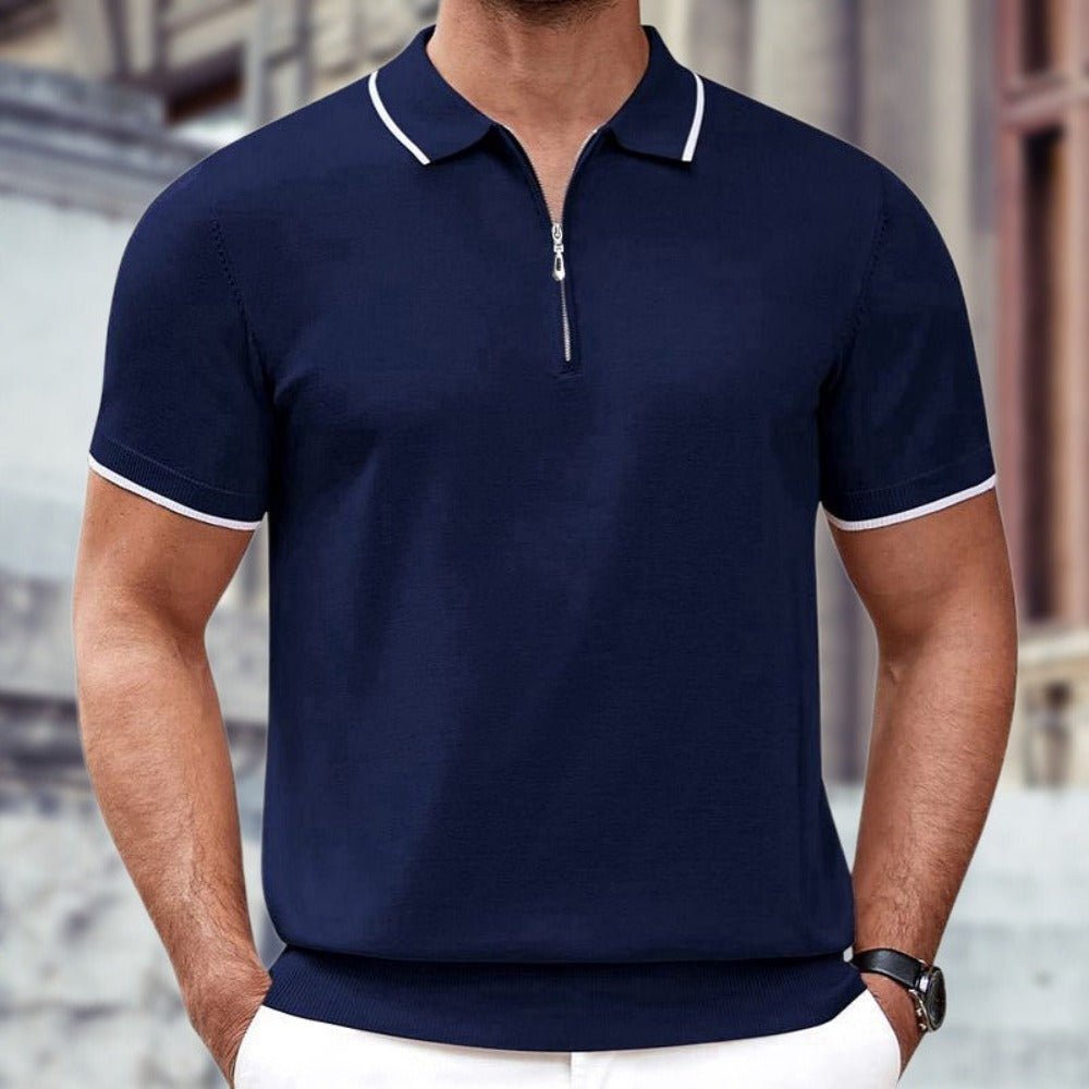 Short Sleeve Polo Shirt With Zipper - Weriion