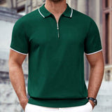 Short Sleeve Polo Shirt With Zipper - Weriion