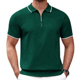 Short Sleeve Polo Shirt With Zipper - Weriion