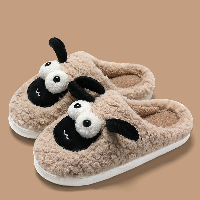 Simple Warm Slip - on Cotton Unisex Lamb Slippers - Weriion