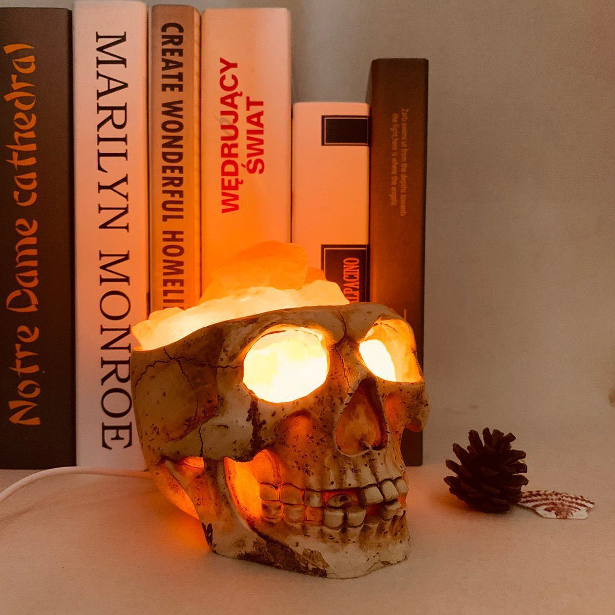 Skull Pink Himalayan Crystal Salt Lamp USB Dimmable Night Light - Weriion