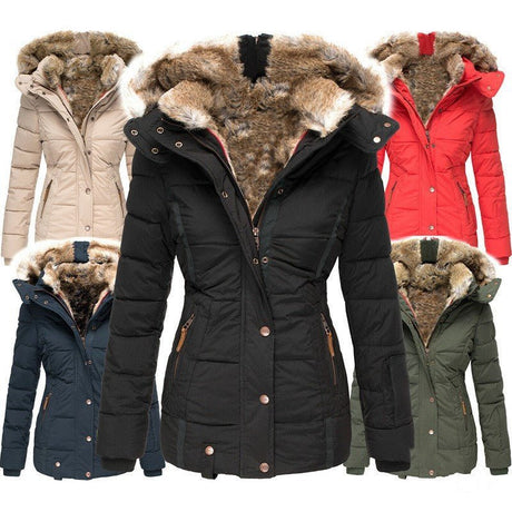 Slim - Fit Warm Hooded Winter Jacket With Fur For Women - Weriion