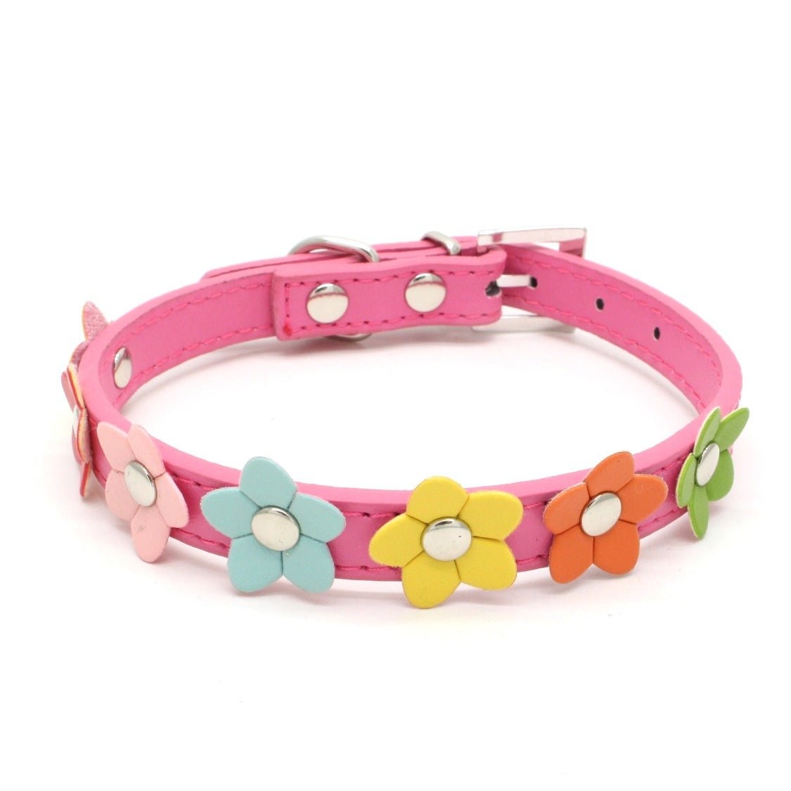 Small Flowers PU Pet Collar - Weriion