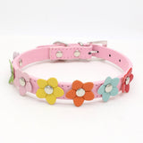 Small Flowers PU Pet Collar - Weriion