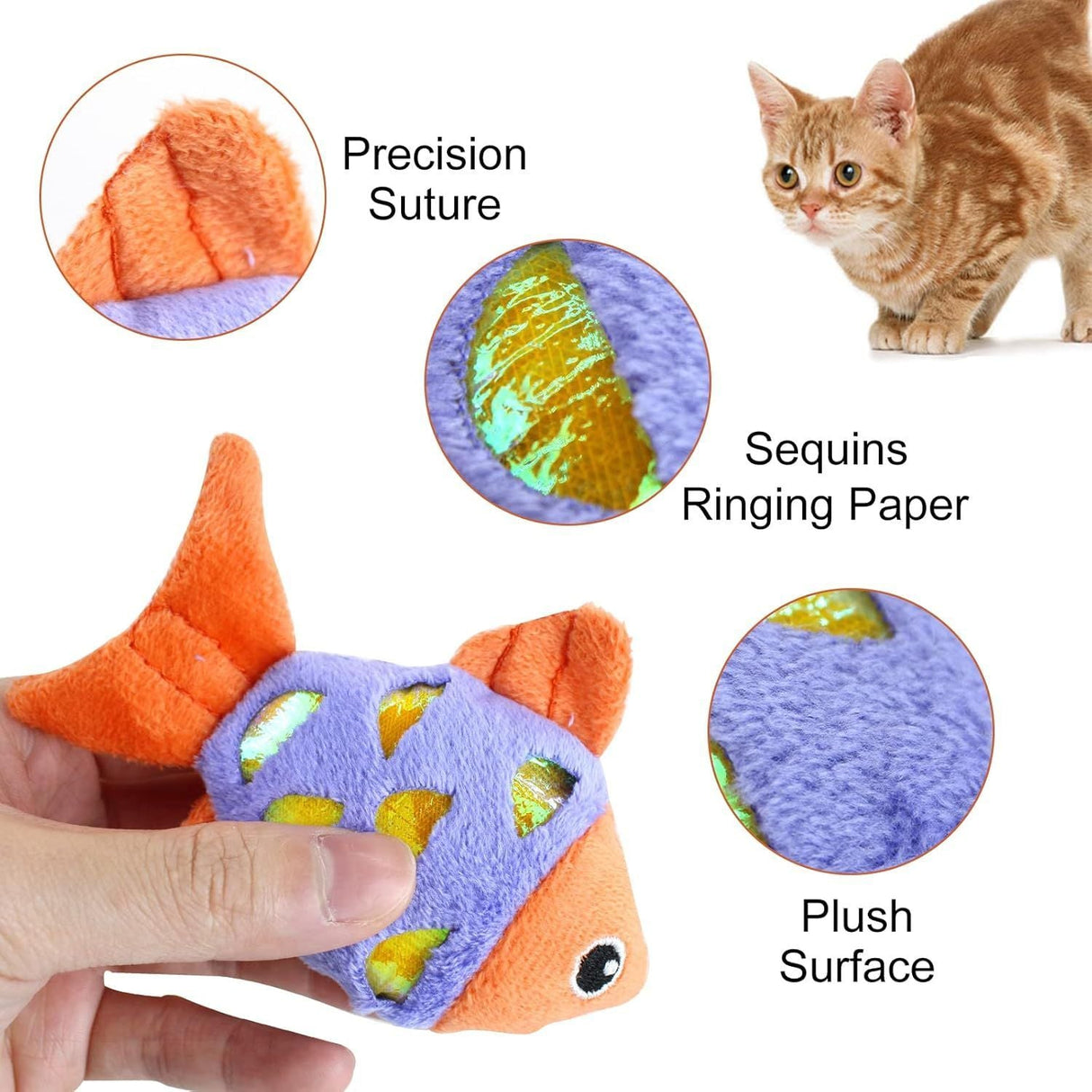 Small Plush PP Cotton Cat Fish Toys - Weriion