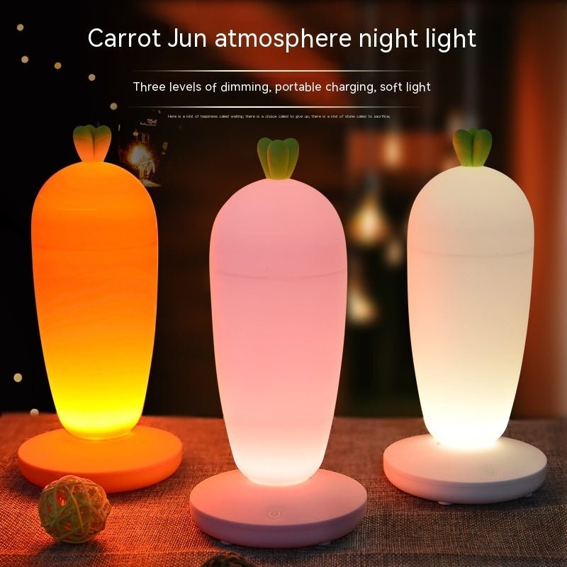 Small Table Night Lamp Creative Cartoon Carrot USB Rechargeable Desk Lamp - Weriion