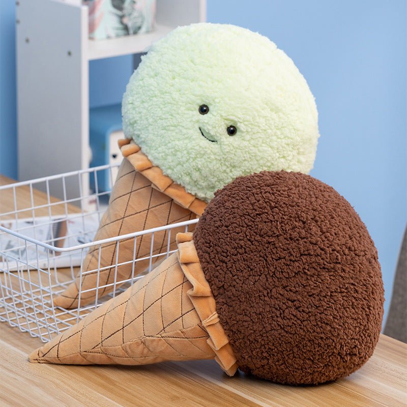 Smiling Ice Cream Cone Pillow Plush Toy - Weriion