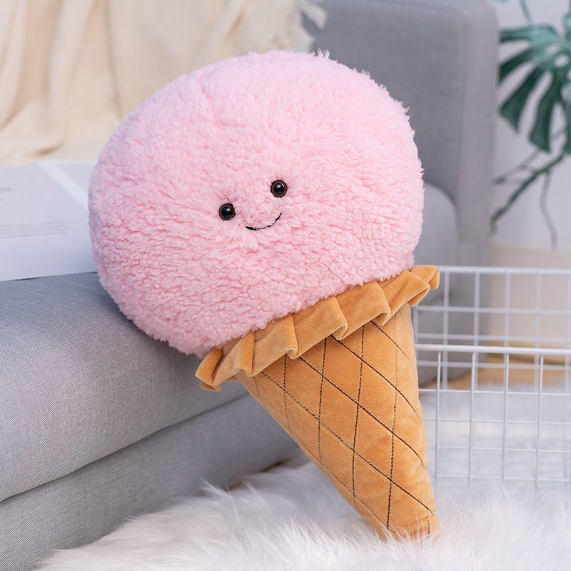 Smiling Ice Cream Cone Pillow Plush Toy - Weriion