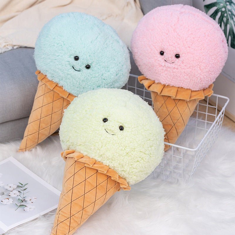 Smiling Ice Cream Cone Pillow Plush Toy - Weriion