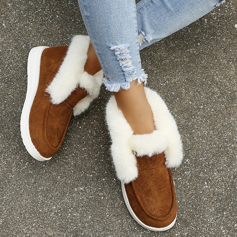 Snow Warm Winter Shoes Plush Fur Ankle Boots For Women - Weriion