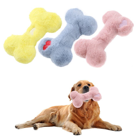 Soft Plush Bite Resistant Bone Dog Chew Toy - Weriion