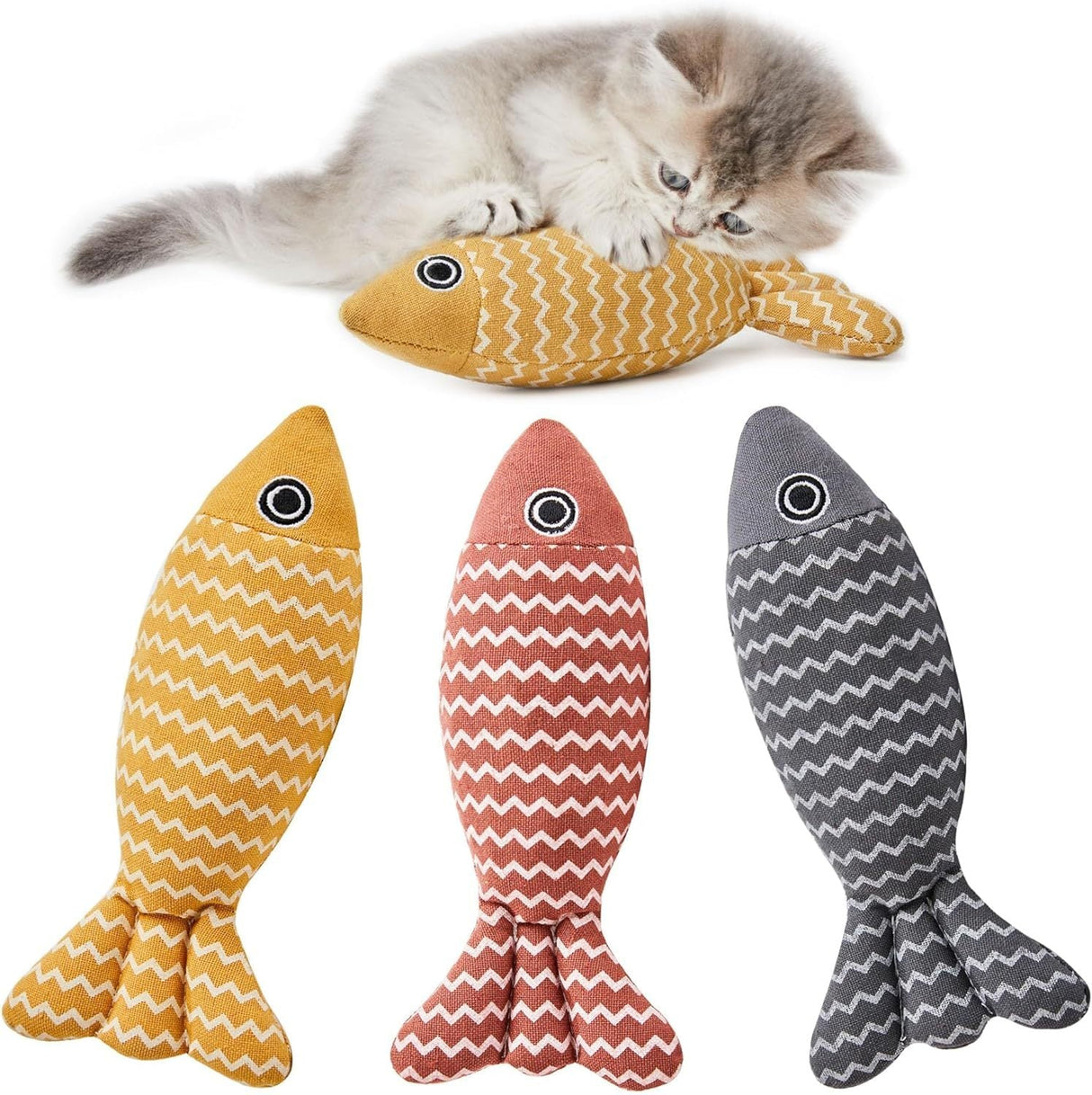 Soft Safe Comfortable Fish Indoor Interactive Exercise Cat Toys With Stuffed Catnip - Weriion