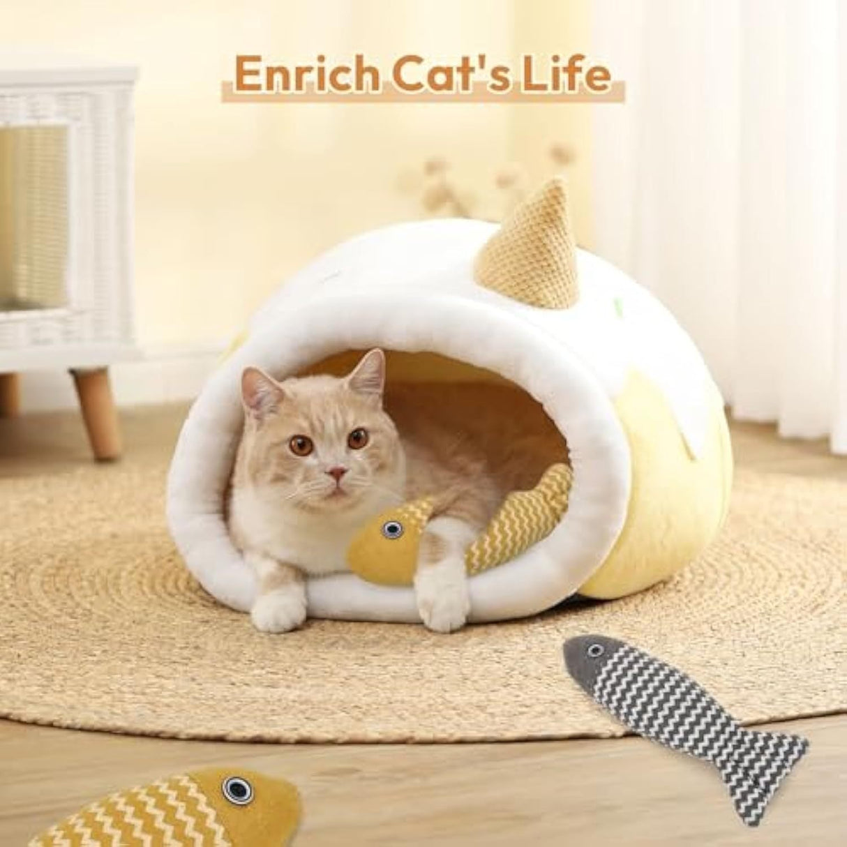 Soft Safe Comfortable Fish Indoor Interactive Exercise Cat Toys With Stuffed Catnip - Weriion