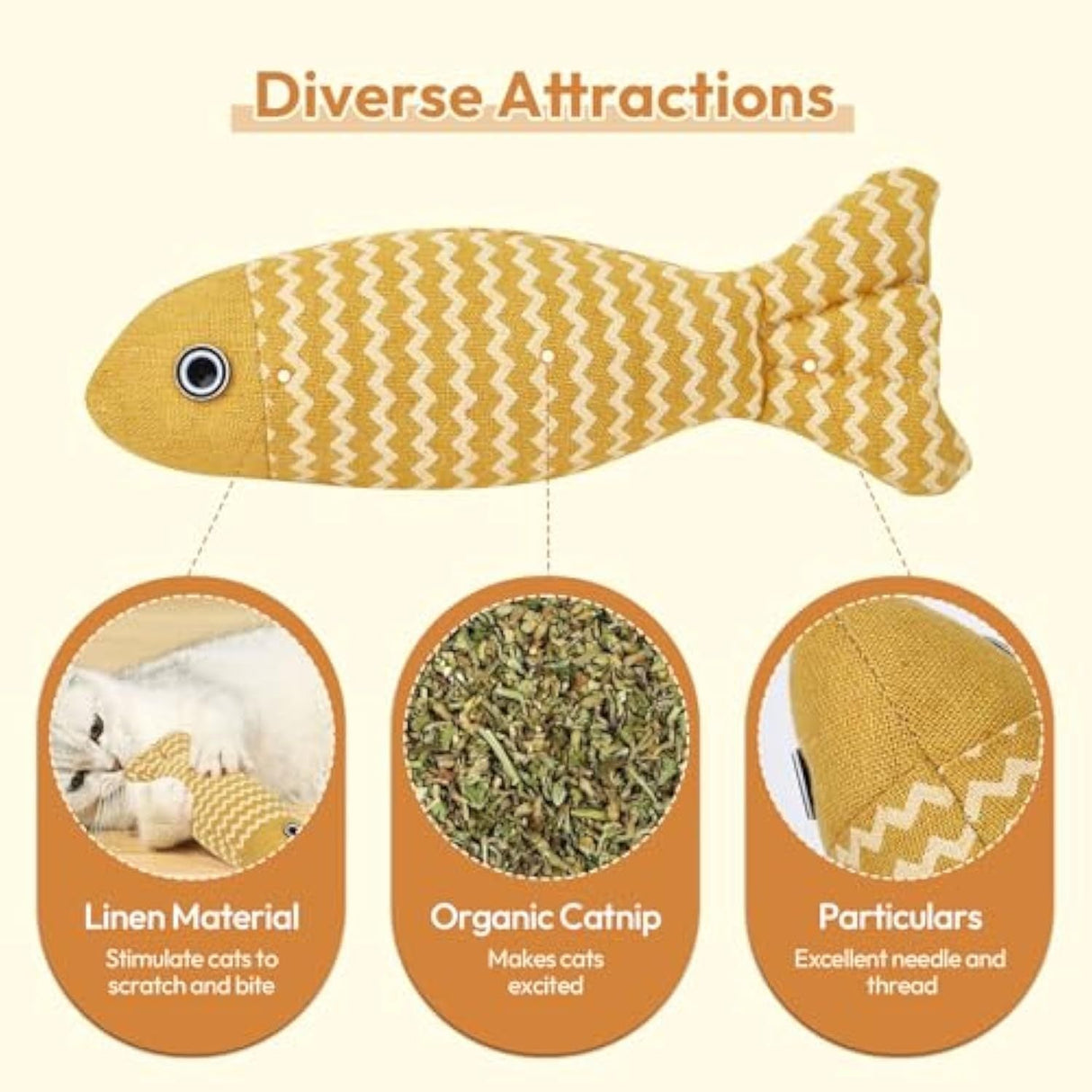 Soft Safe Comfortable Fish Indoor Interactive Exercise Cat Toys With Stuffed Catnip - Weriion