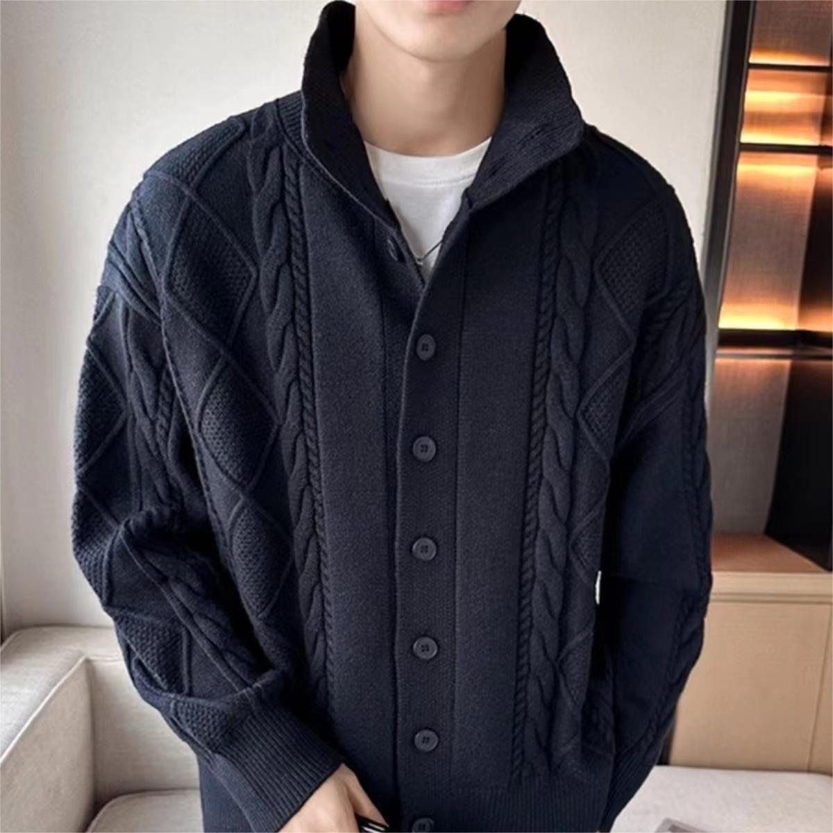 Solid Color Loose Fit Knitted Men's Sweater - Weriion