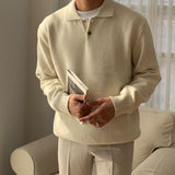 Solid Color Men's Versatile Casual Sweater - Weriion